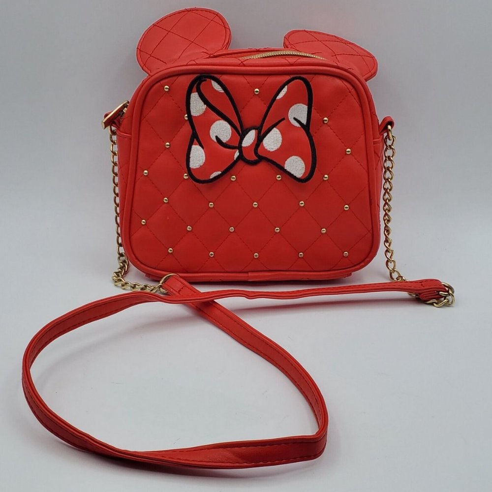 Disney Store Minnie Mouse Ears Fashion Bag Purse Tote Girls Red Faux Leather